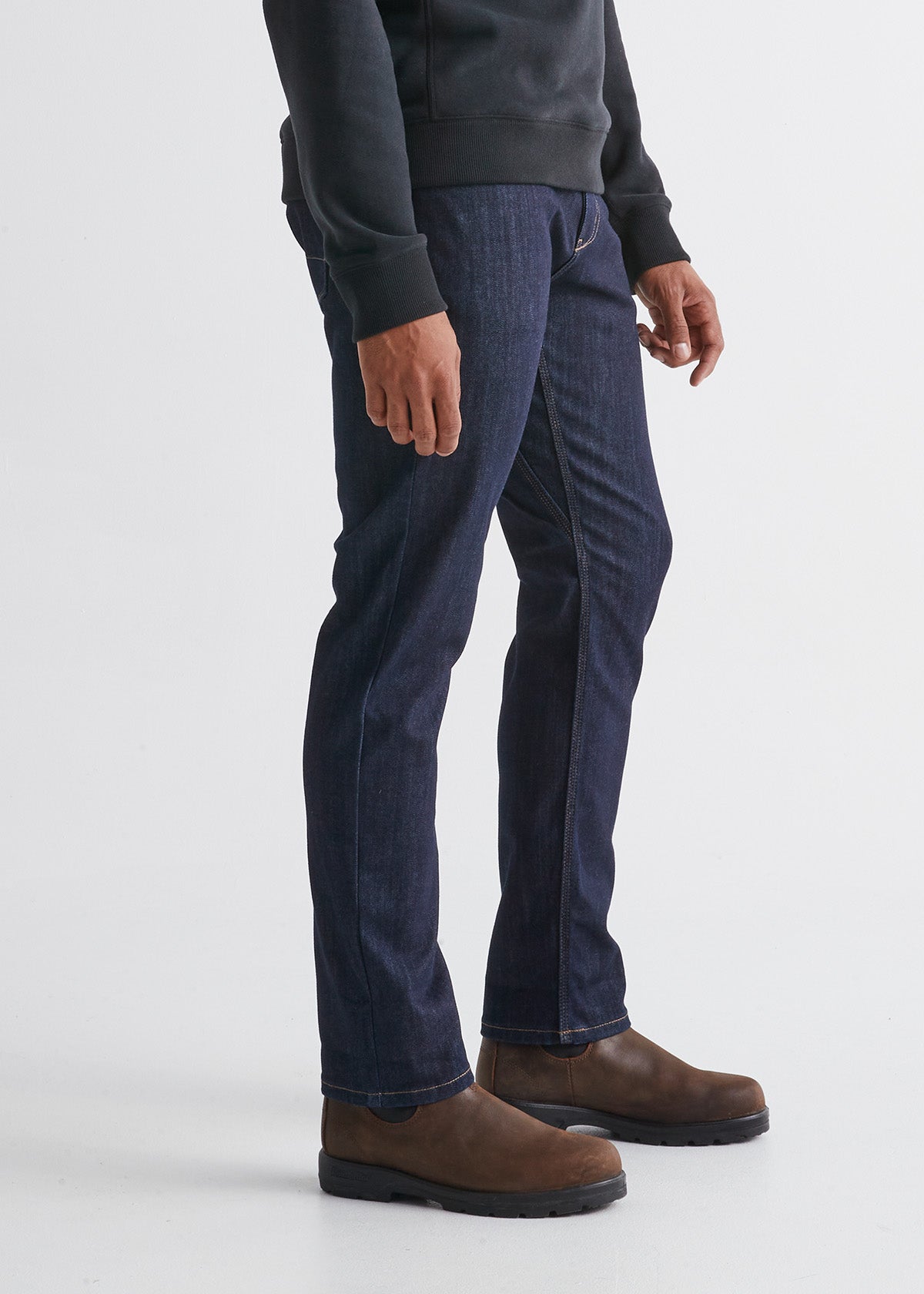 mens dark blue waterproof membrane relaxed fit stretch jeans side