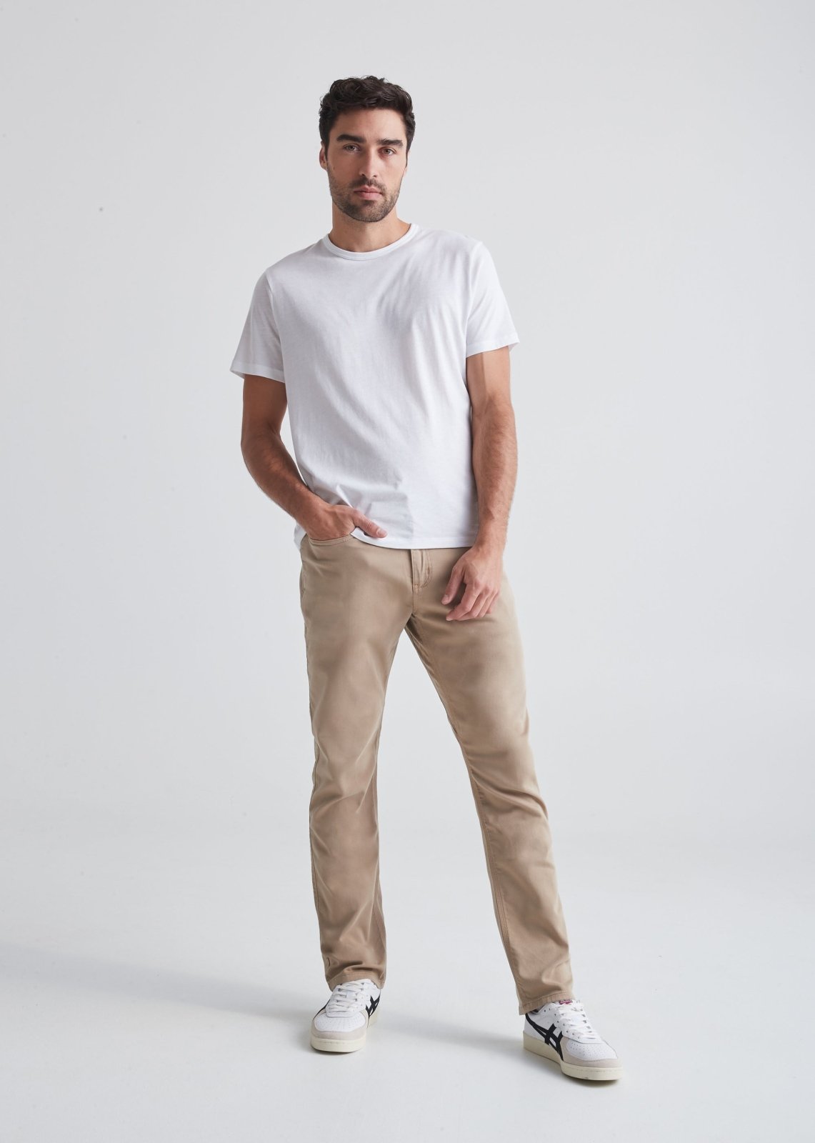 Men's Light Khaki Relaxed Fit Dress Sweatpant Full Body