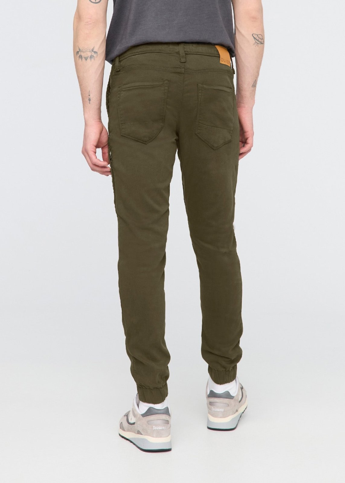 mens army green athletic jogger back